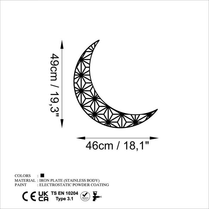 Wallity Crescent 2 - Accesorio decorativo de pared de metal Negro